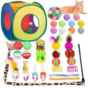 33 PCS Cat Toys Kitten Toys Set, Collapsible Cat Tunnels for Indoor Cats